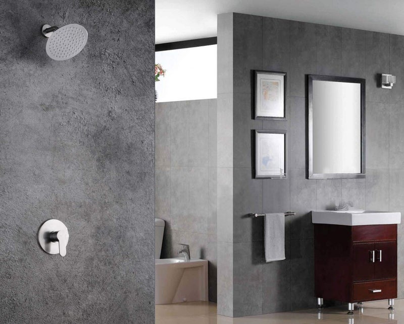 sumerain Shower Faucet Brushed Nickel,Single Handle Solid Brass Rough-in Valve with Shower Arm and Showerhead - Image 4